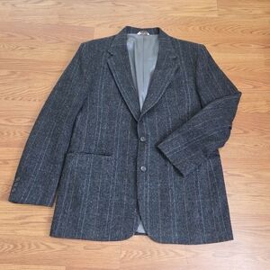 VTG 70s Centura The Broadway Wool Gray Houndstooth Blazer Sport Coat Jacket, 42R